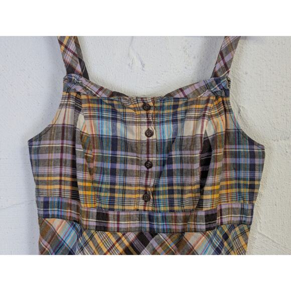 Y2K Sundress Madras Plaid Old Navy Womens Large Linen Blend Cottage Festival - Picture 2 of 9